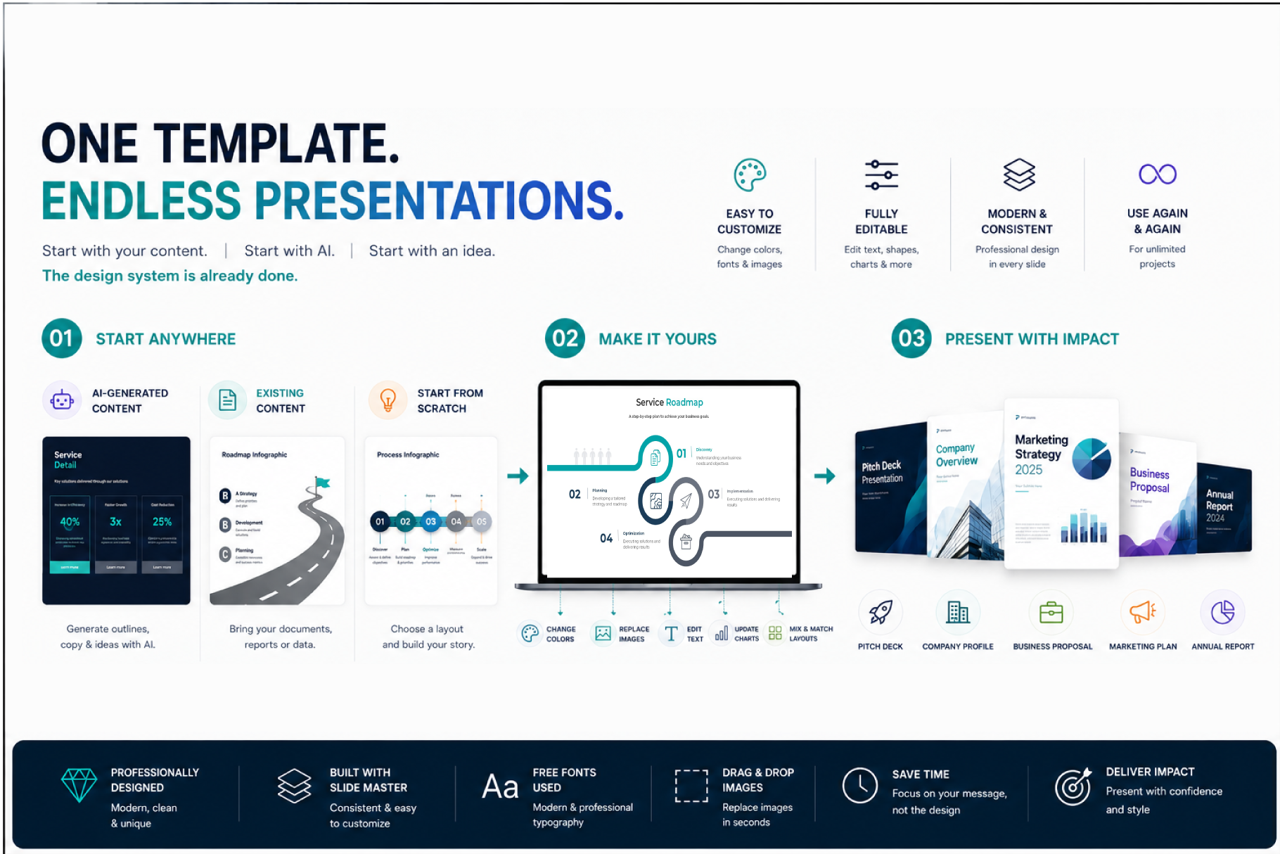 Professional Presentation Bundle – 302 Editable Slides | Light & Dark - Image 5
